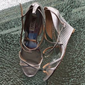 Badgley Mischka silver wedges